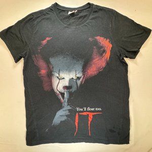 Vintage IT Movie Clown Horror Pennywise Black Shirt Size XL Black No Holes/Stain